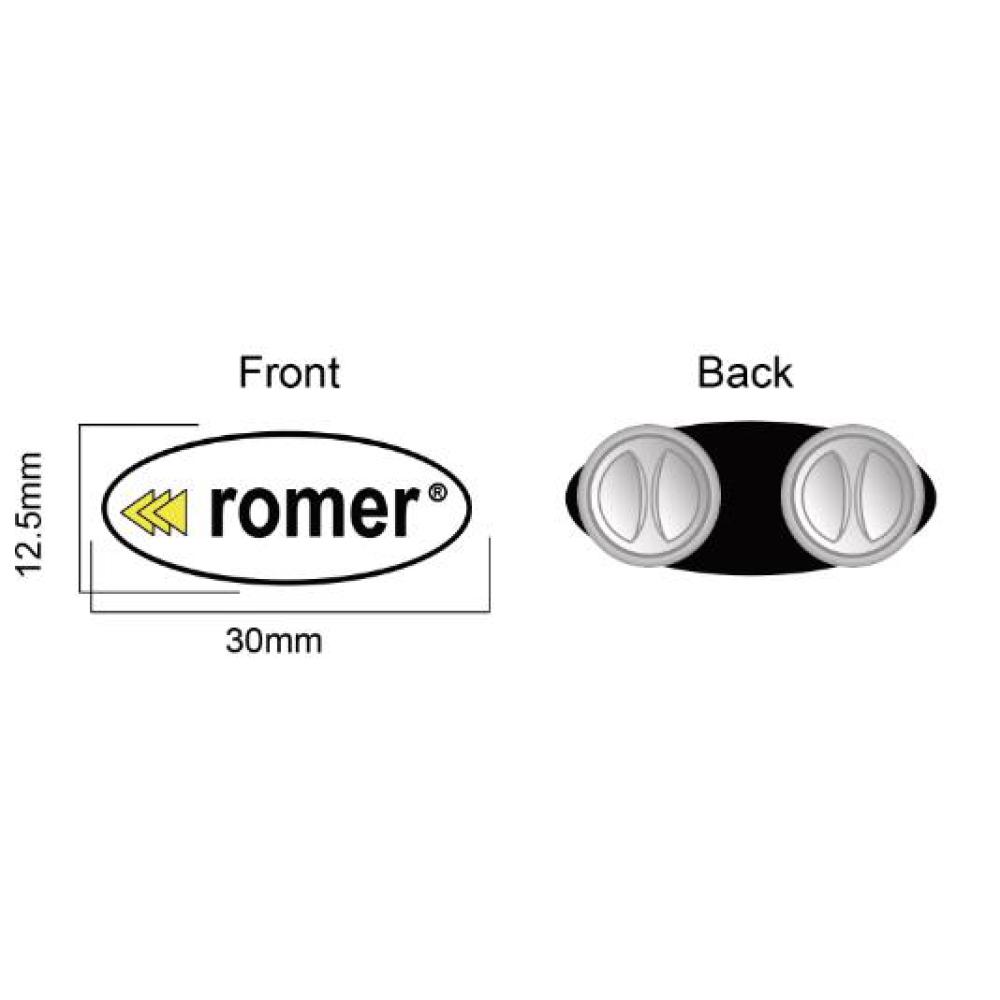 Romer-Abzeichen 12,5 x 30 mm, zwei Stifte mit Logo